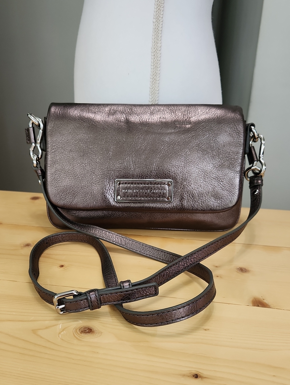 Marc by Marc Jacobs Too Hot To Handle Percy Flap Crossbody Bag Metallic Gray